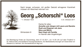 Traueranzeige von Georg Loos von Pegnitz-Zeitung